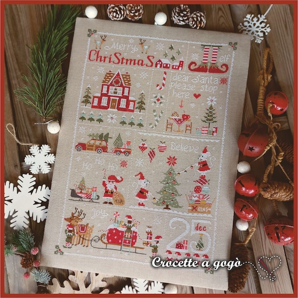 DIGITAL PDF FILE-Waiting for Christmas- Cross stitch pattern christmas,winter,santa claus,christmas tree