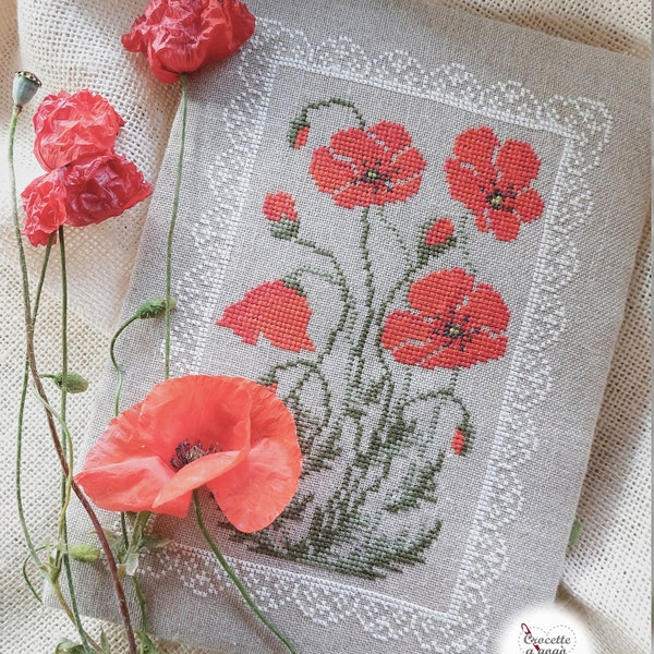 PDF FILE DIGITAL chart-Poppies in summer- Cross stitch pattern spring cross stitch pattern cross stitch charts flowers summer