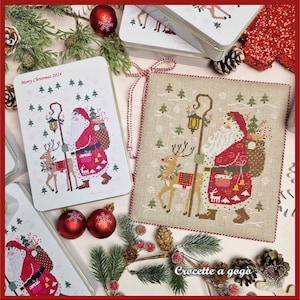 TIN BOX limited edition + papieren kruissteekpatroon - Kerstman 2024, Kerst kruissteekpatroon, Kerstman, Kerst blikken doos