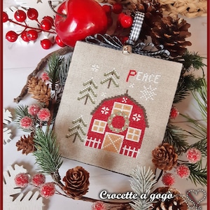 DIGITAAL PDF-BESTAND "Christmas Vintage series" patroon nr.3 - boerderij - serie bestaande uit 12 patronen met maandelijkse uitgave, maart-model