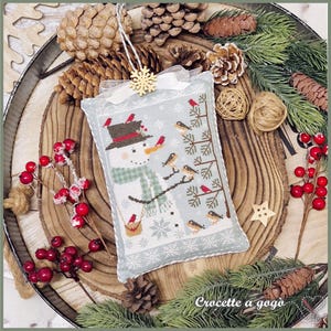 FILE PDF DIGITAL A Winter's day - schema punto croce-winter-cross stitch patterns-snowman-birds