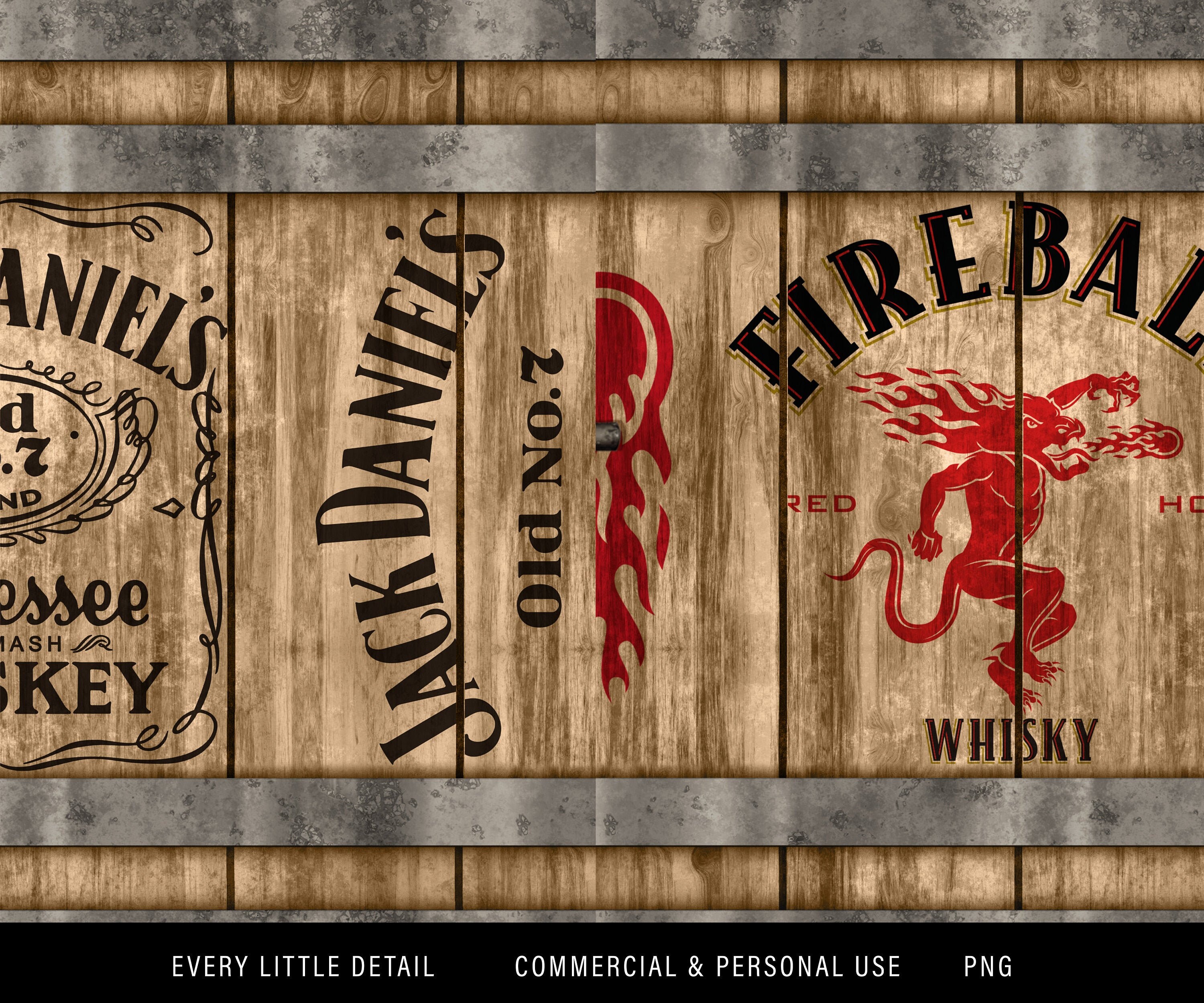 Jack Daniels Fireball Bundle Waterslide/Sublimation PNG Etsy