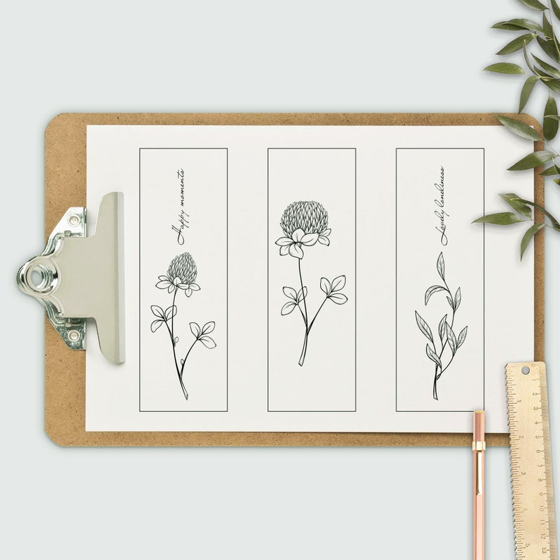 Set of 3 Printable Minimalist Coloring Bookmarks JPG PNG | Etsy