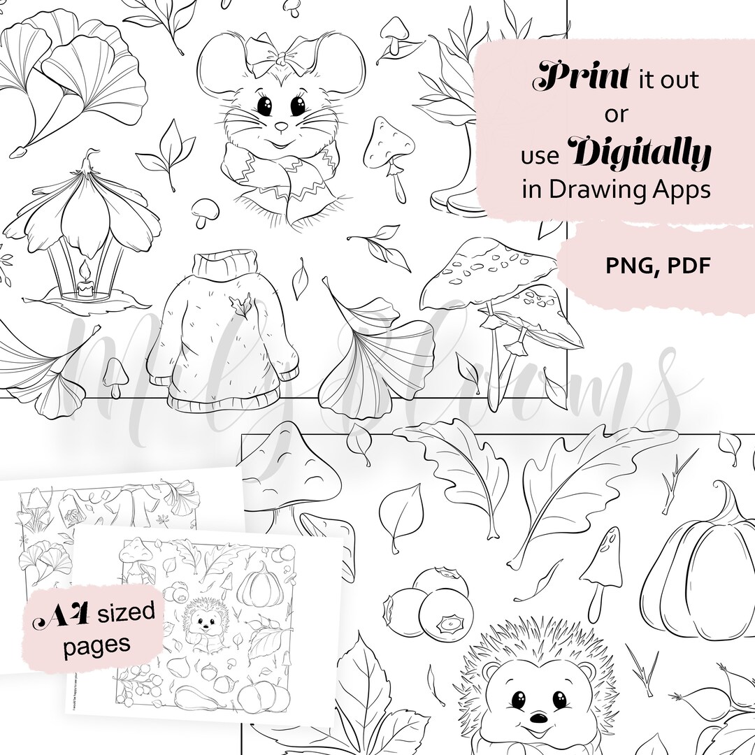 Fall Animals Coloring Pages: Woodland Autumn Designs (printable ...
