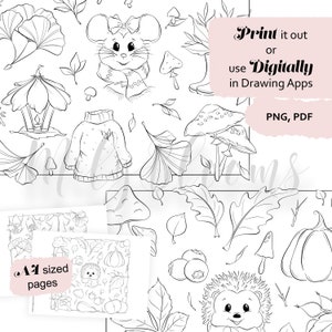 Fall Animals Coloring Pages: Woodland Autumn Designs (Printable & Digital)