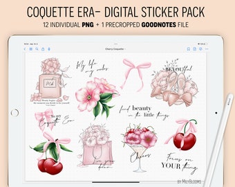 Cherry Coquette Sticker Pack: Digital Journal Stickers (PNG & Goodnotes File)