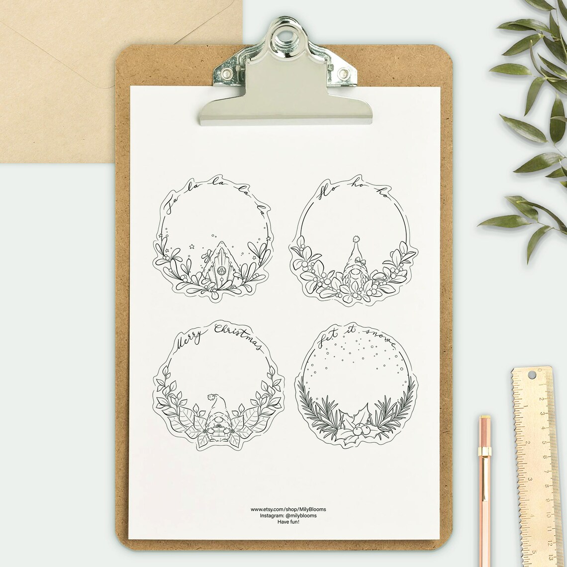Printable Christmas Gift Tag Set Round Coloring Favor Tags | Etsy