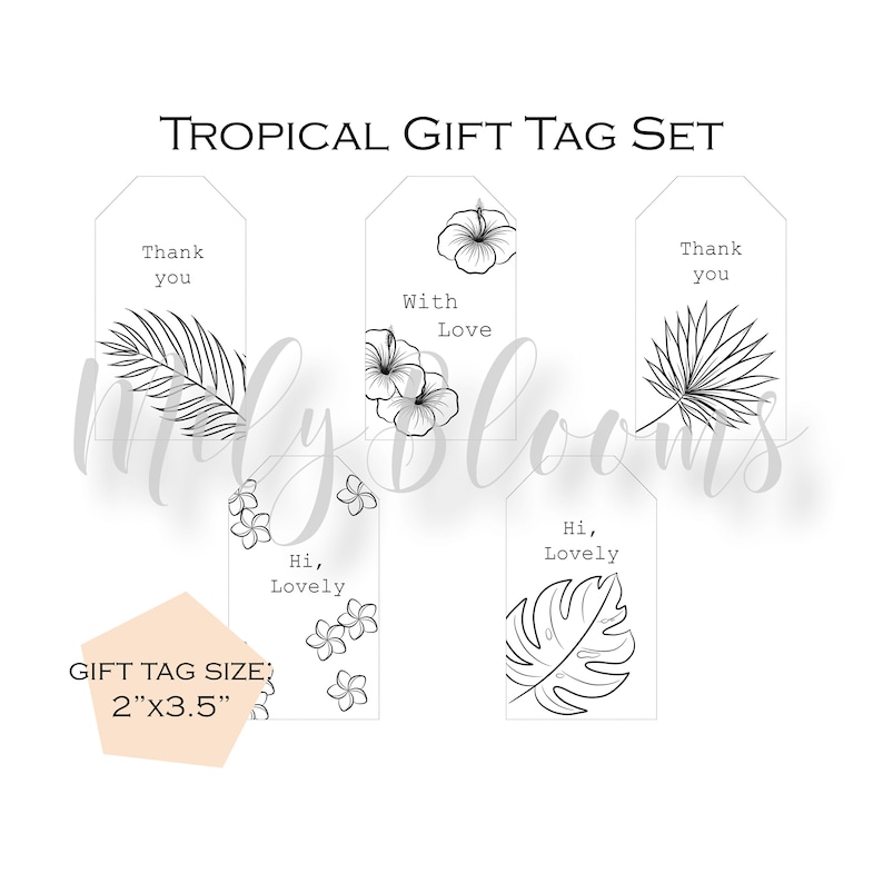 Printable Tropical Gift Tags Coloring Thank You Favor Tags - Etsy