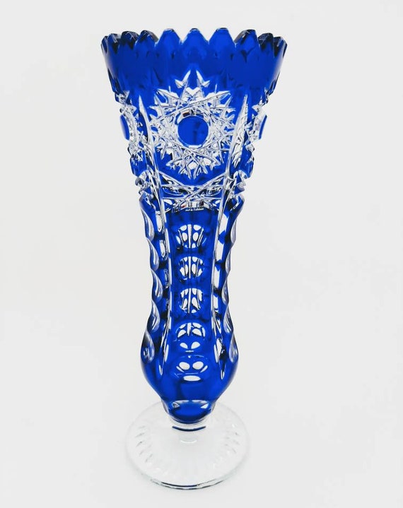 ドイツ製 ARNSTADT KRISTALL クリスタル 花瓶 コバルトブルー
