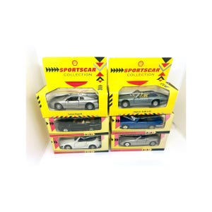 Vintage 6 Collectable Shell  Diecast Sports Cars