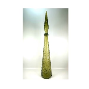 Fabulous Italian Vintage Empoli Sage Green Wave Genie Bottle