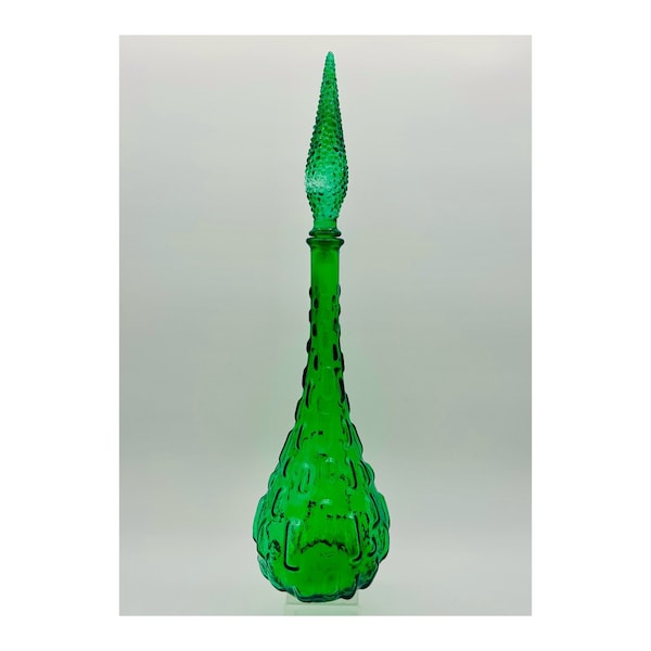 Gorgeous Mid Century Empoli Emerald Green Genie Bottle.