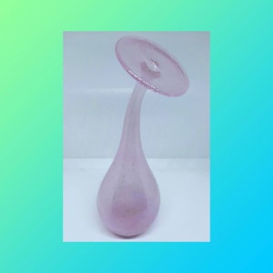 Fabulous Mid Century Pink Bullicante Modernist Jack In The Pulpit Art Glass Vase.