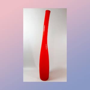 Stunning Scandinavian  Tall Red Mouth Blown Bottle Vase.Circa 1950&#39;s