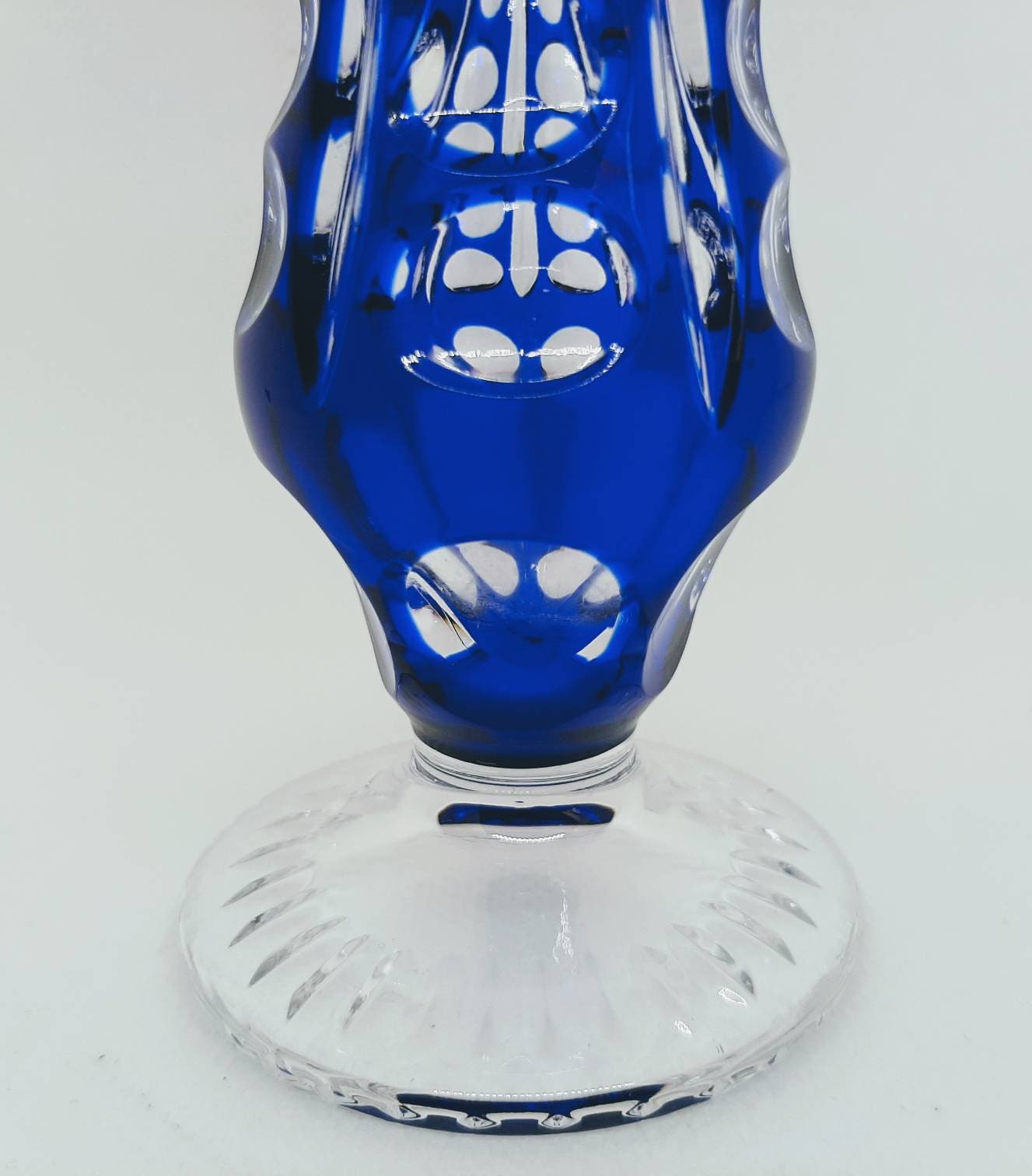 アルンシュタットクリスタル　切子花瓶　ドイツ製　コバルトブルー アルンシュタットクリスタル 切子花瓶 ドイツ製 コバルトブルー