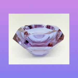 Absolutely Stunning 1960&#39;s Faceted Murano Alaxandrite/ Neoydmium Art Glass Ashtray By Flavio Poli For Seguso.