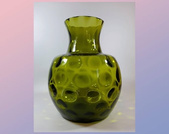 Gorgeous Rare Czech Sklo Large Bulbous Olive Green Onion Vase,