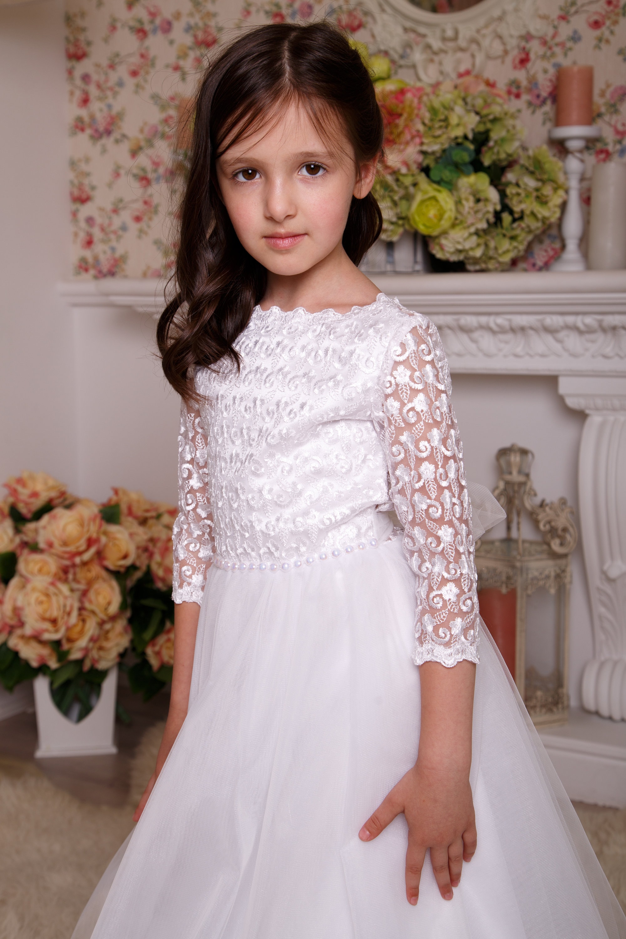 Toddler dress White party girl dress Flower girl dress Baby Etsy