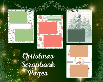 Christmas Scrapbook Pages, Spaces for 14 4x6 Horizontal Photos, Great Addition to Christmas Memories Starter Pack, Digital Download