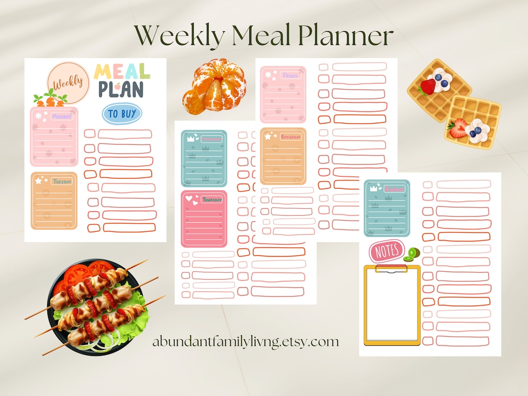 Weekly Meal Planner, Plan Your Meals for the Week, Record Meals, Check ...