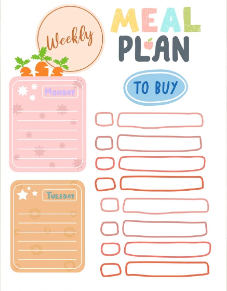 Weekly Meal Planner, Plan Your Meals for the Week, Record Meals, Check ...