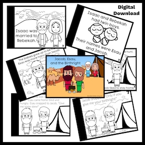 Jacob, Esau, and the Birthright Coloring Flip Book for Kids, Bible Stories for Kids, Bible Coloring Pages for Kids