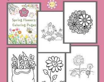 Spring Flowers Coloring Pages for Kids: 30 Printable Sheets (PDF)