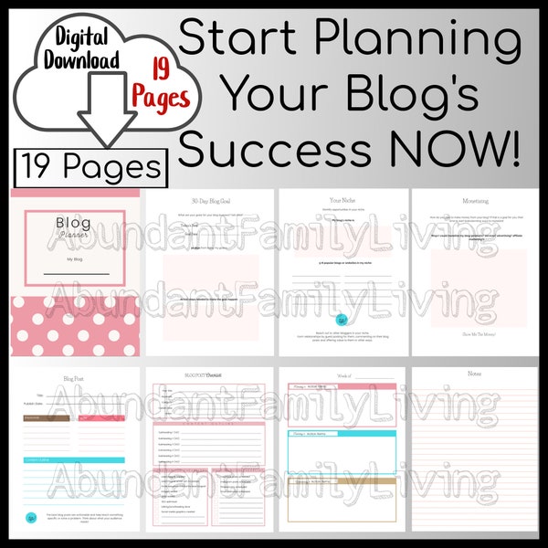 Blog Planner, Planner for Bloggers, 19 Page Blog Planner to Help You Organize Your Ideas and Plan for Success