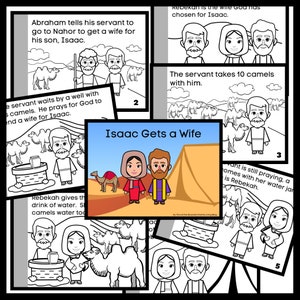 Isaac krijgt een vrouw kleurboek voor jonge kinderen, oudtestamentische bijbelverhalen, Isaac en Rebekka, Isaac Marries Rebekka, digitale download