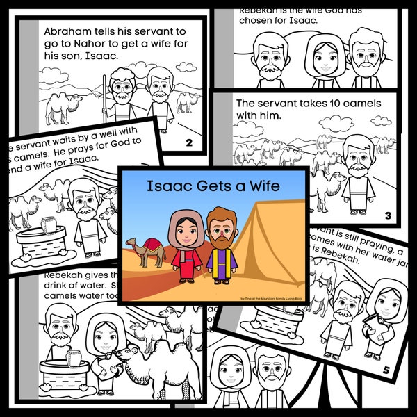 Isaac Gets a Wife Coloring Book for Young Children, Old Testament Bible Stories, Isaac and Rebekah, Isaac Marries Rebekah, Digital Download