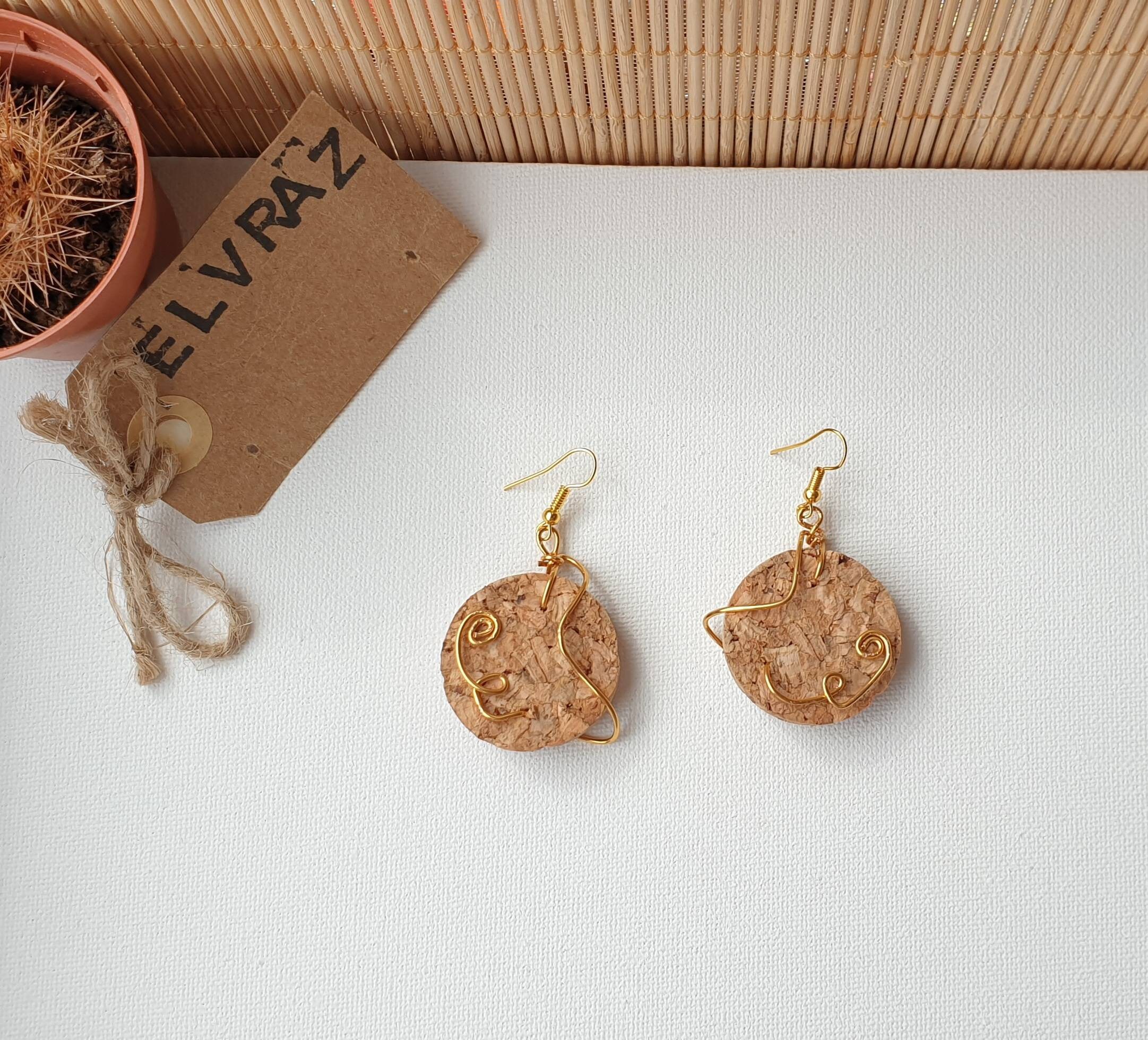 Cork twist earrings Etsy