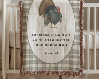 Woven Cotton Baby Blanket: Gobbler Turkey Hunting Nursery Decor