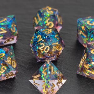 Set di dadi D&D Galaxy | Set premium realizzato a mano | Dadi RPG per Dungeons and Dragons DSA | Set W20 D20 con scatola portaoggetti di alta qualità