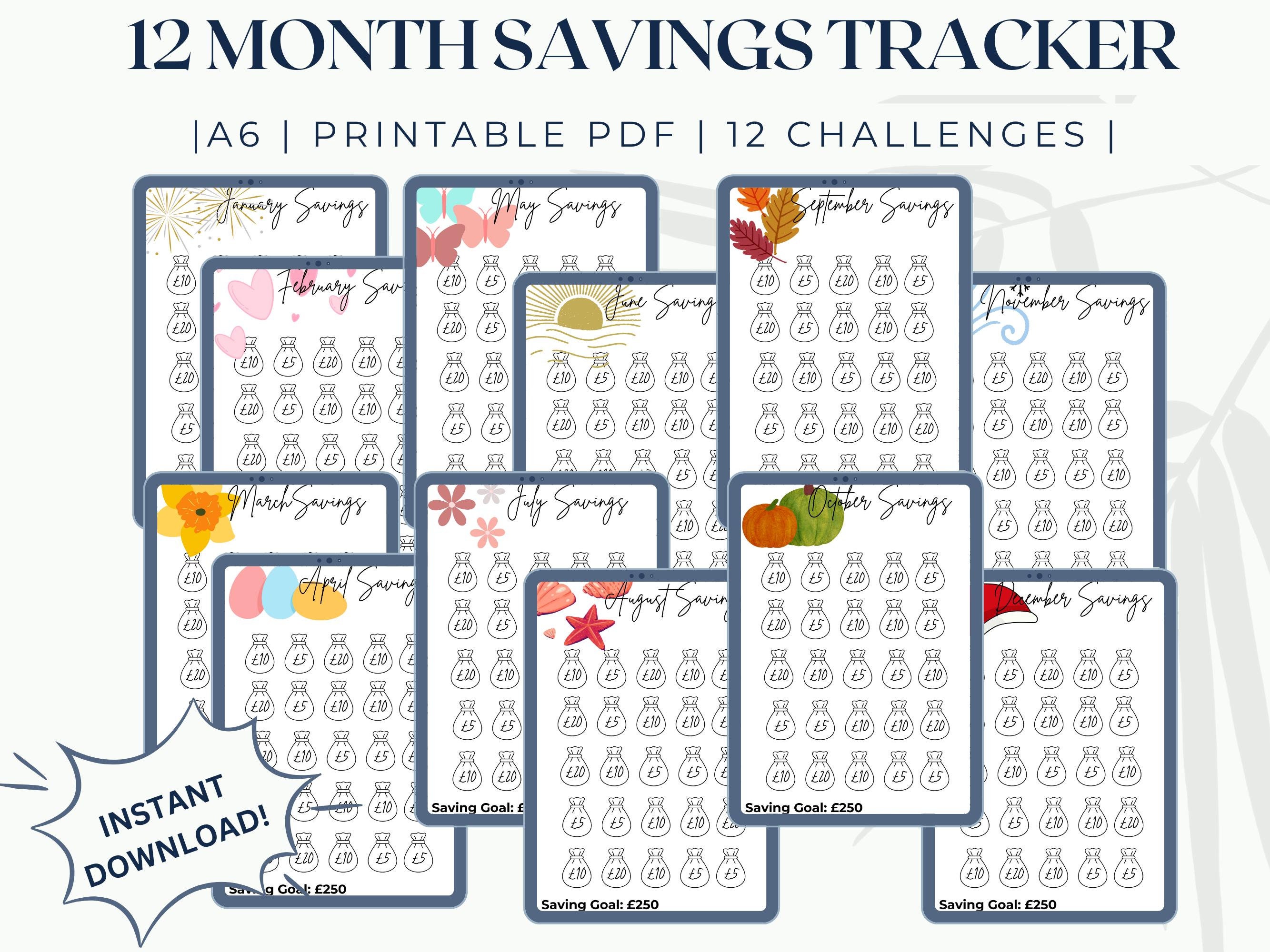 Monthly Savings Challenge | Savings Challenge Printable | A6 Mini Savings Challenge Bundle |  | Savings Tracker