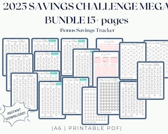 Savings Challenge Printable | Savings Challenge Bundle | A6 Sized Savings Challenge Tracker | 1000 Savings Challenge | Set Of 18