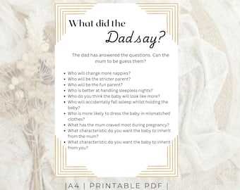 What Did the Dad Say | Baby Shower Game Printable | What Did He Say | What Did Daddy Say | Baby Shower Trivia