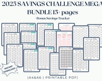 Savings Challenge Printable | Savings Challenge Bundle | A6 & A4 Sized Savings Challenge Trackers | 1000 Savings Challenge | Set Of 18