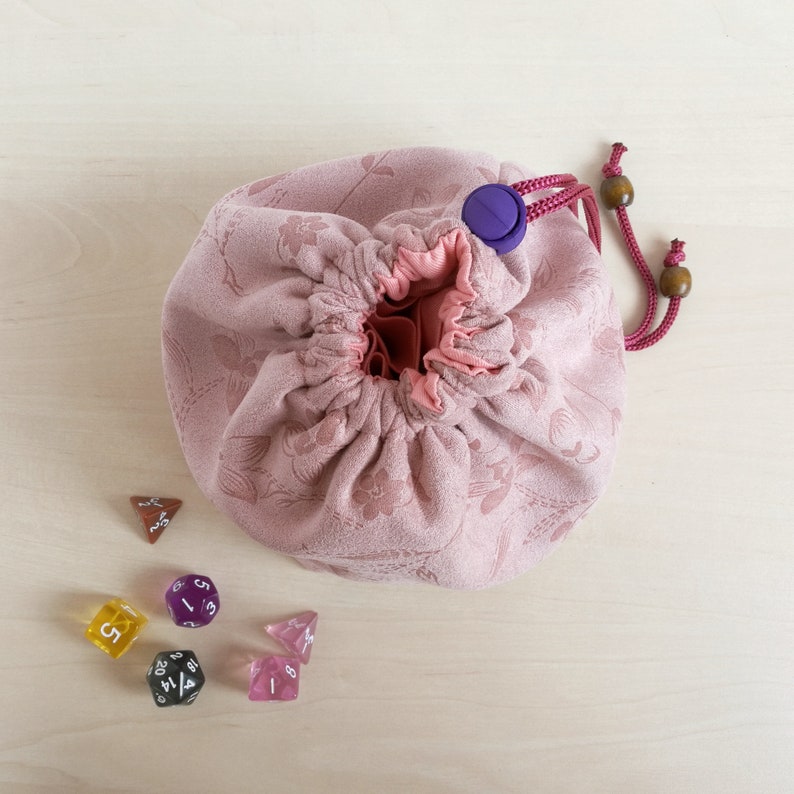 Pink bag of holding DND dice bag pockets Drawstring Dice Bag Etsy