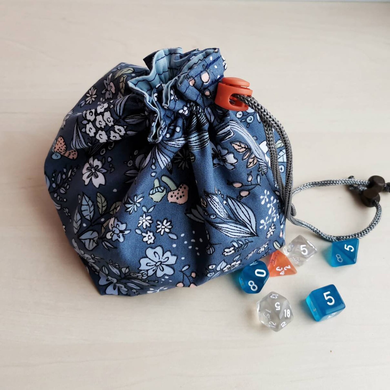 Blue floral dice bag DND bag of holding with pockets Etsy