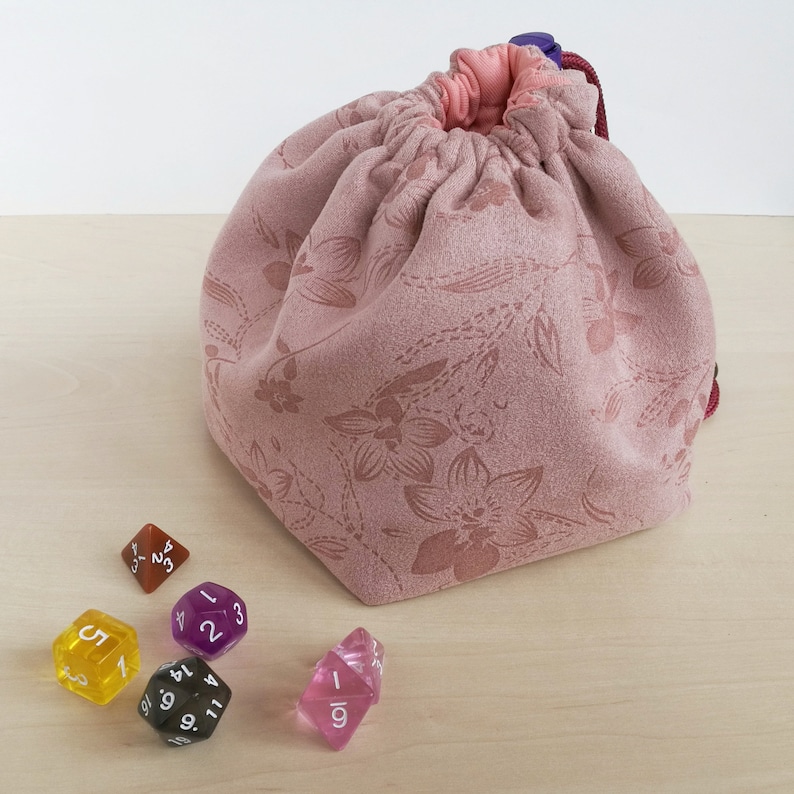 Pink bag of holding DND dice bag pockets Drawstring Dice Bag Etsy