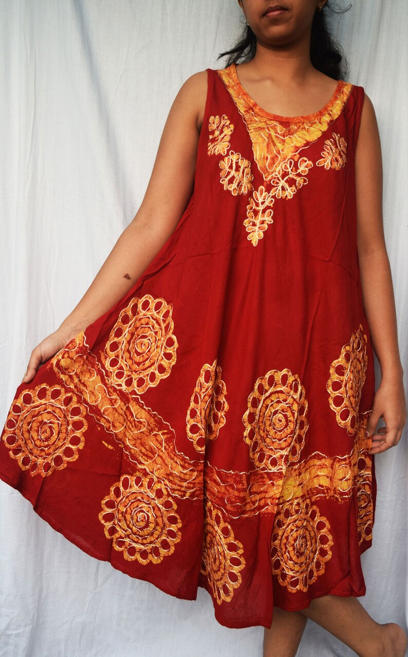Beach top summer tunic embroidered neck dress Resort Wear Hippie Shirts Floral printed shirt dress Indian Kurta casual evening wear