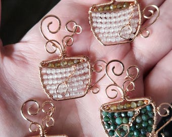Wire Wrapped Teacup Pendant
