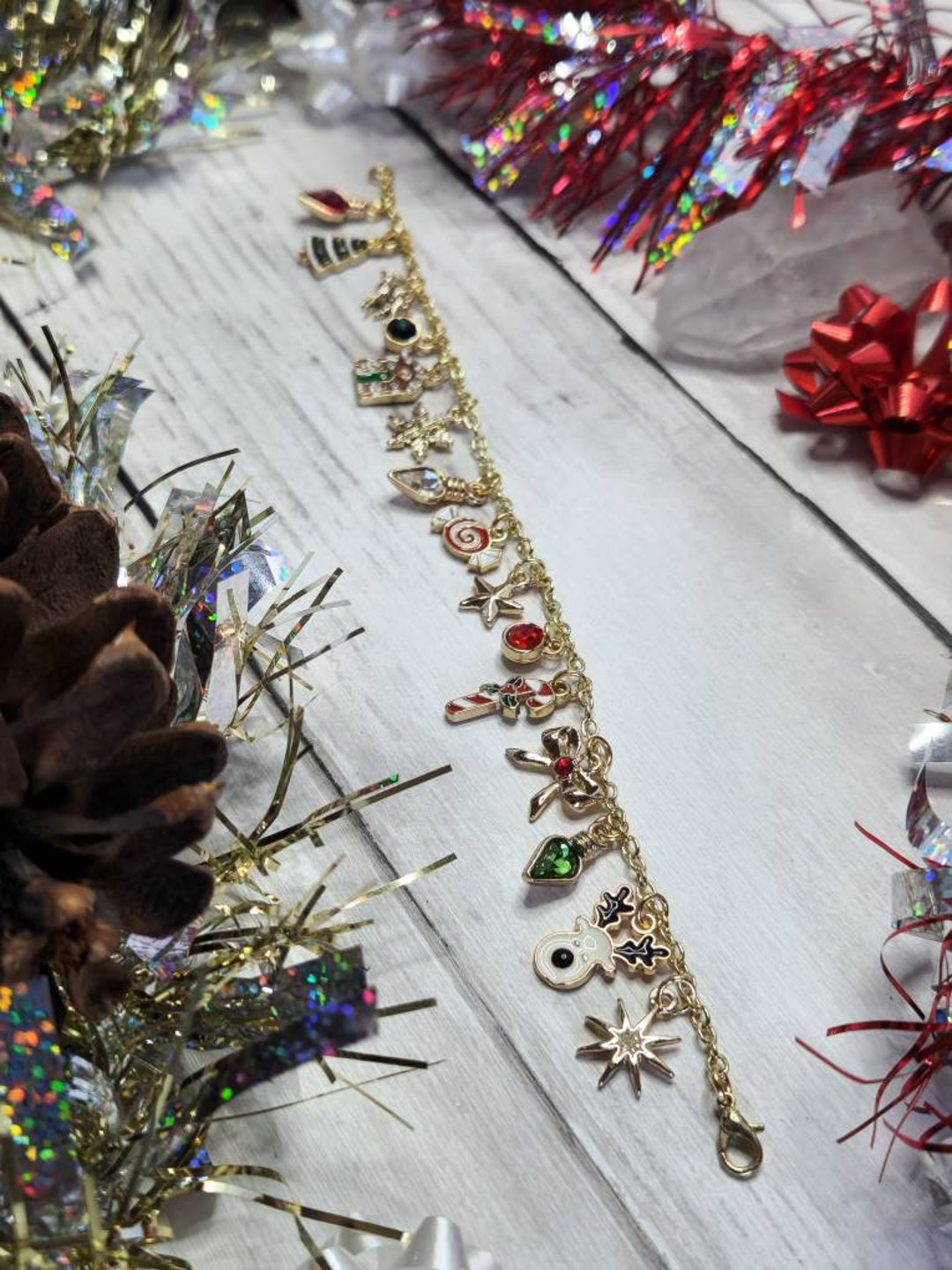 Holiday Charm Bracelet Christmas Charm Bracelet Holiday Etsy UK