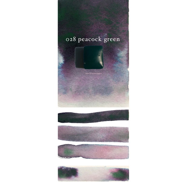 Handmade Watercolor Paint, 028 Peacock Green, Greenish, Violet, watercolor paint, art supplies