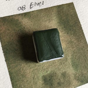 Handmade Watercolor Paint: Dark Green 013 'Elves' Half Pan