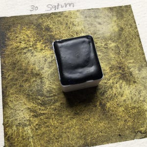 手作り粒状水彩絵具：030 サターン - ブラック＆イエロー