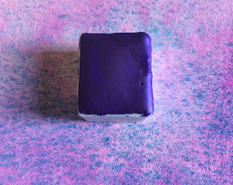 045 Cupid : Handgemachte, fluoriszierende Aquarellfarbe mit türkisblauer Granulation