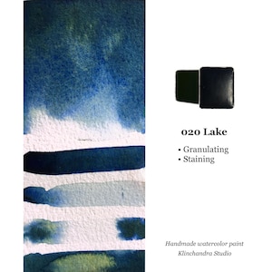 手作り水彩絵具 020 LAKE、画材、水彩絵具、群青、粒状色、ハーフパン水彩