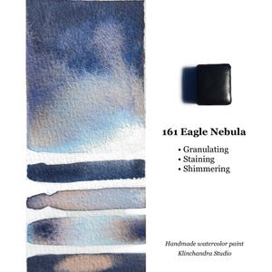 Handmade Shimmering Watercolor Paint: 161 Eagle Nebula - Dark Blue with Orange Hue