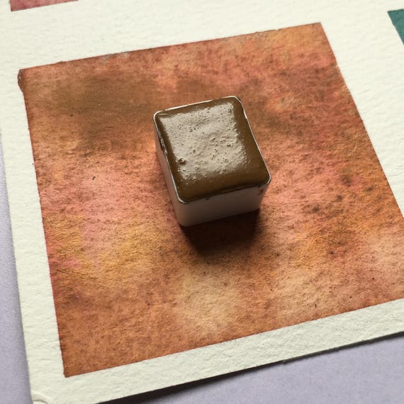 Handmade 015 Wallace's GB Watercolor Paint: Iron Oxide Red Hue, Half Pan